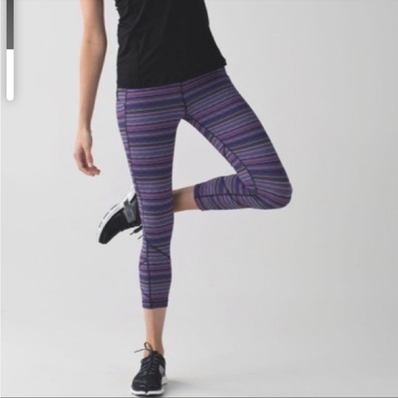 Lululemon Pace Rival Crop Space Dye Twist Ultra Violet/Naval Blue Leggings Sz 4 - Picture 3 of 14